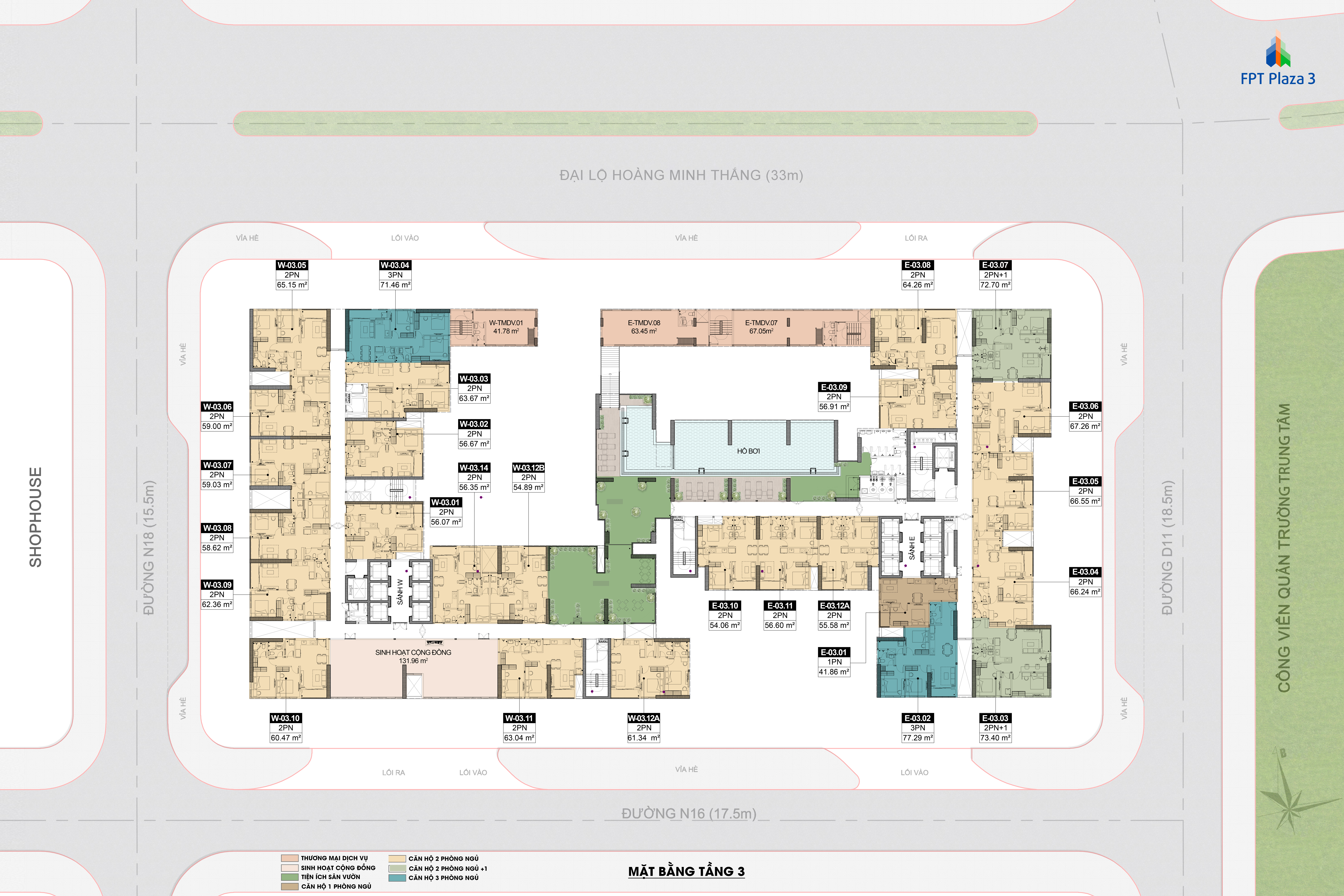 FPT PLAZA 3 MẶT BẰNG TẦNG 3